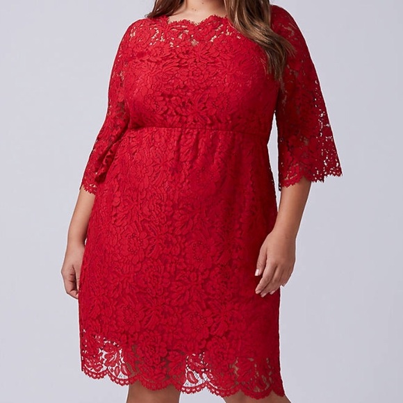 Lane Bryant Dresses & Skirts - Lane Bryant Red Lace Dress Size 22